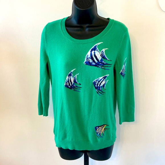 Talbots green fish sweater womens size Medium - Picture 1 of 7